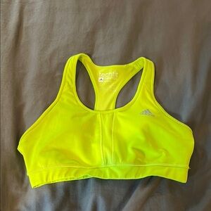 Adidas Neon Yellow Sports Bra Racerback Moisture-Wicking